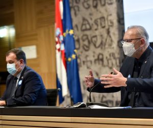 i08.02.2021., Zagreb - Redovna konferencija Nacionalnog stozera civilne zastite odrzana je u Nacionalnoj i sveucilisnoj knjiznici. Davor Bozinovic, potpredsjednik Vlade i ministar unutarnjih poslova Photo: Davorin Visnjic/PIXSELL