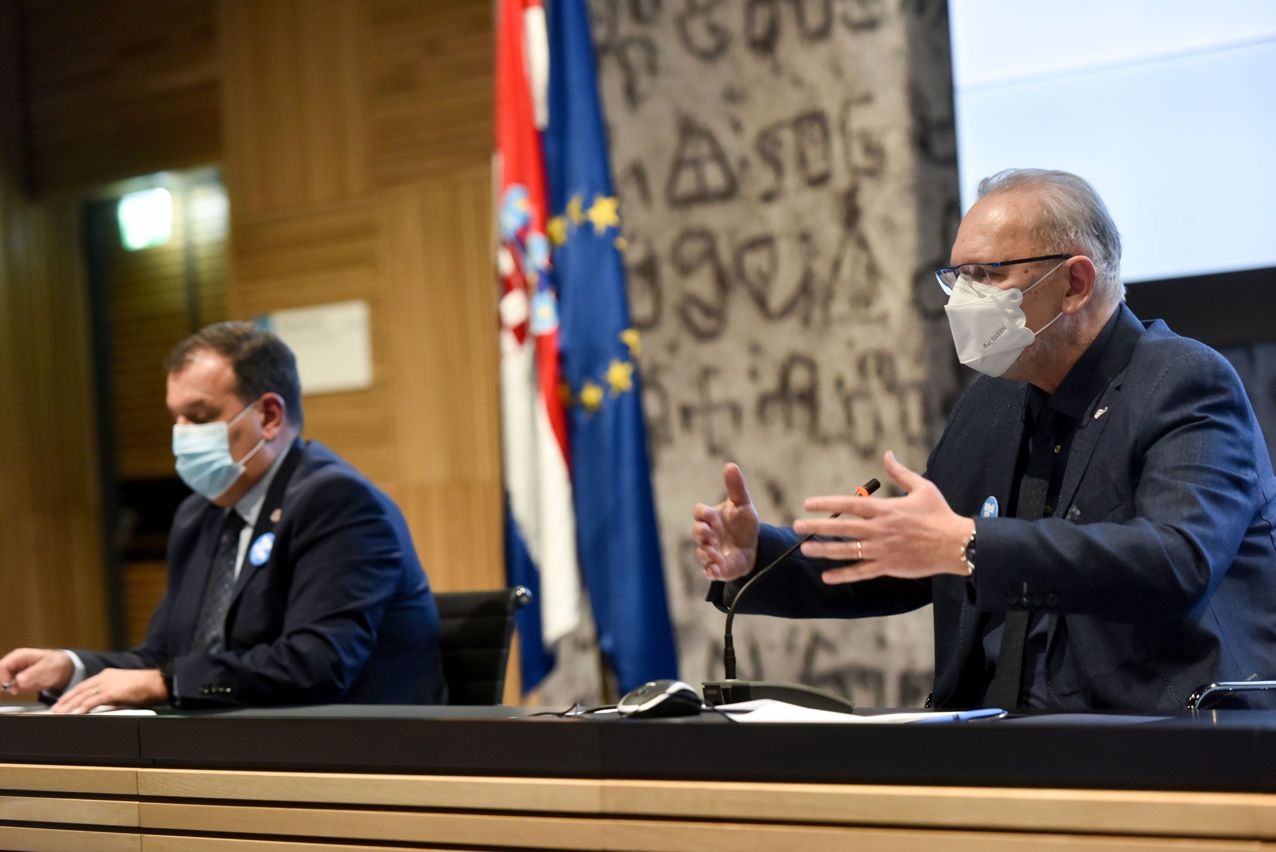 i08.02.2021., Zagreb - Redovna konferencija Nacionalnog stozera civilne zastite odrzana je u Nacionalnoj i sveucilisnoj knjiznici. Davor Bozinovic, potpredsjednik Vlade i ministar unutarnjih poslova Photo: Davorin Visnjic/PIXSELL