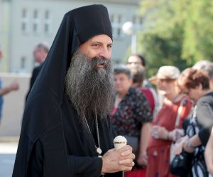 09.09.2016., Zagreb - Carigradski patrijarh Bartolomej I posjetio je danas Zagreb. U Srpskoj pravoslavnoj gimnaziji prisustvovao je simpoziju o Jasenovcu i zrtvama genocida.  Porfirije Peric. Photo: Patrik Macek/PIXSELL
