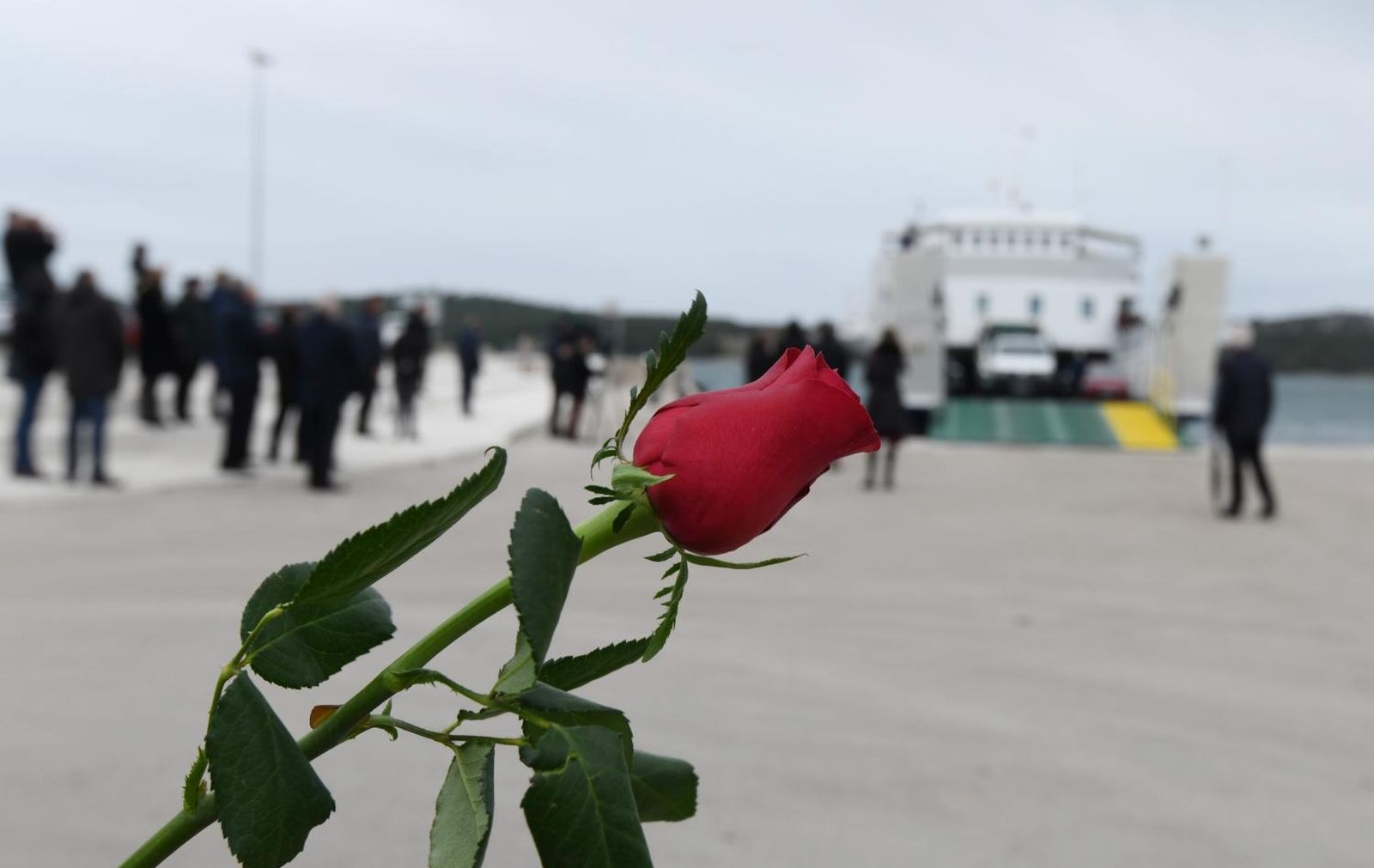 10.02.2021., Sibenik - Oprostaj od kapetana Ante Mrvice u sibenskoj luci uz sirene brodova Jadrolinije cijim je brodom i prebacen na Zirje gdje ce popodne biti pokopan.
Photo: Hrvoje Jelavic/PIXSELL