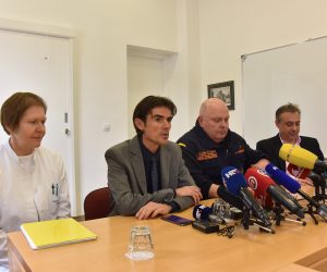 10.03.2020., Pula - Odrzana redovna konferencija za medije Stozera civilne
zastite Istarske zupanije na temu koronavirusa (COVID-19) u Zavodu za javno zdravstvo u Puli na kojoj je prezentirana trenutacna situacija koronavirusa u Istri.  Jasna Valic, Aleksandar Stojanovic, Dino Kozlevac, Ivica Fedel. 
Photo: Dusko Marusic/PIXSELL