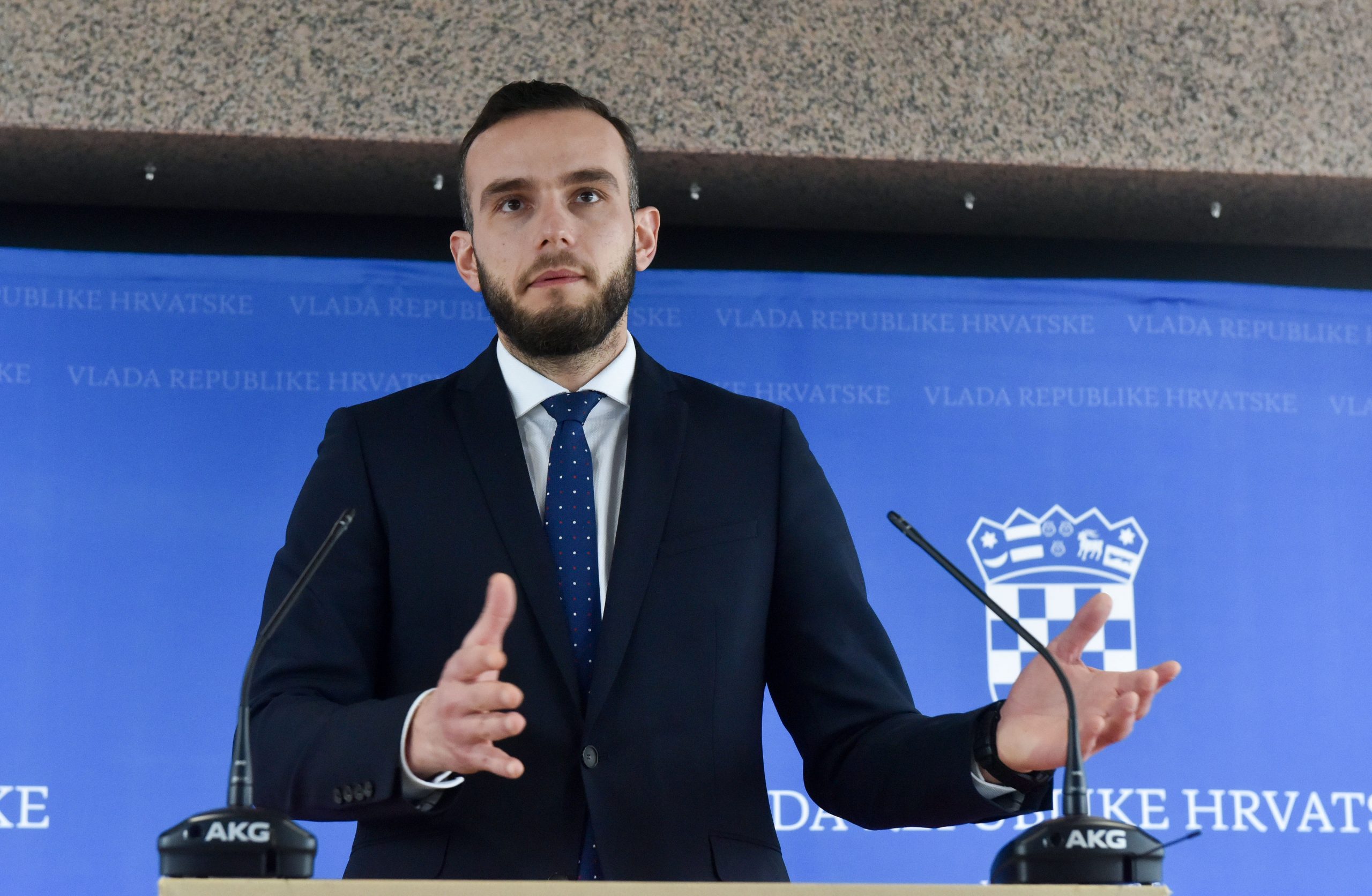 11.02.2021., Zagreb - Nakon 43. sjednice Vlade Republike Hrvatske premijer Andrej Plenkovic, Nikolina Brnjac i Josip Aladrovic dali su izjave za medije.
Photo: Davorin Visnjic/PIXSELL
