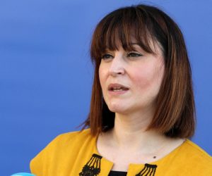 11.12.2020., Sibenik - Sibenik je posjetila ministrica regionalnog razvoja i fondova Europske unije Natasa Tramisak. Ministrica je sa zupanom Goranom Paukom odrzala sastanak na temu Razvojnog sporazuma za jadransku Hrvatsku.nakon sastanka oboje su dali izjavu za medije.
Photo: Dusko Jaramaz/PIXSELL