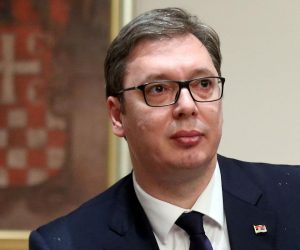 12.02.2018., Sv. Duh 122, Zagreb - Predsjednica Republike Hrvatske Kolinda Grabar-Kitarovic i predsjednik Republike Srbije Aleksandar Vucic susreli su se s mladima u Mitropoliji zagrebacko-ljubljanskoj. Docekao ih je mitropiolit zagrebacko-ljubljanski i cijele Italije Porfirije Peric. Izaslanstvo Republike Srbije predvodjeno predsjednikom Vucicem u dvodnevnom je posjetu Hrvatskoj. Photo: Goran Stanzl/PIXSELL