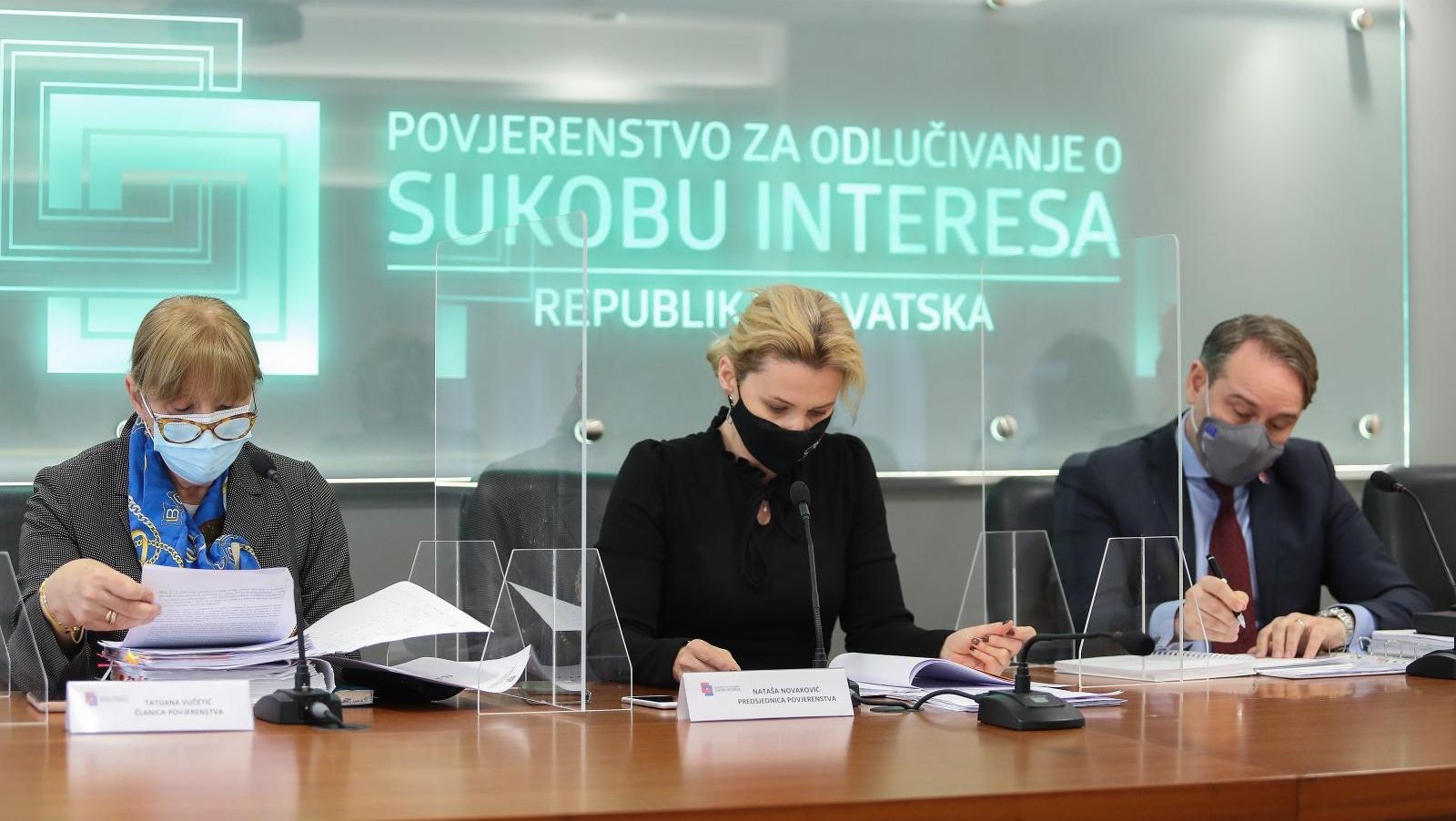 15.01.2021., Zagreb - Povjerenstvo za odlucivanje o sukobu interesa odrzalo je svoju 111. sjednicu. 
Tatijana Vucetic, Natasa Novakovic, Davorin Ivanjek Photo: Luka Stanzl/PIXSELL