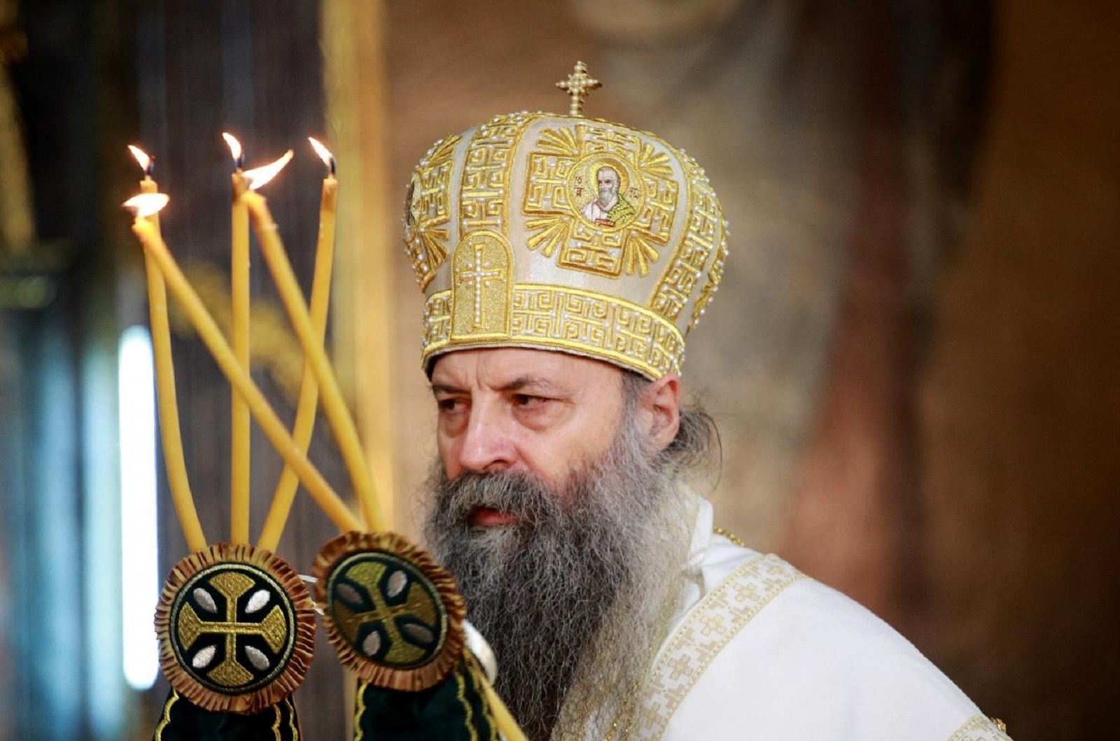 19, February, 2021, Belgrade - The liturgy at which the solemn act of enthronement of His Holiness Porfirije in the holiest throne of the Archbishop of Pec, Metropolitan of Belgrade and Karlovac and Patriarch of Serbia was performed was served in the Cathedral. Serbian Patriarch Porfirije. Photo: Milos Tesic/ATAImages

19, februar, 2021, Beograd  - Liturgija na kojoj je izvrsen svecani cin ustolicenja Njegove Svetosti Porfirija u najsvetiji tron Arhiepiskopa peckog, mitropolita beogradsko-karlovackog i patrijarha srpskog sluzena je u Sabornoj crkvi. Photo: Milos Tesic/ATAImages