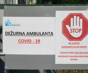 19.03.2020., Zagreb - Dezurna ambulant Doma zdravlja Zagreb Zapad u parku Stara Tresnjevka 3 koja dezura od 0-24 za osobe koje sumnjaju da su zarazene koronavirusom.
Photo: Borna Filic/PIXSELL
