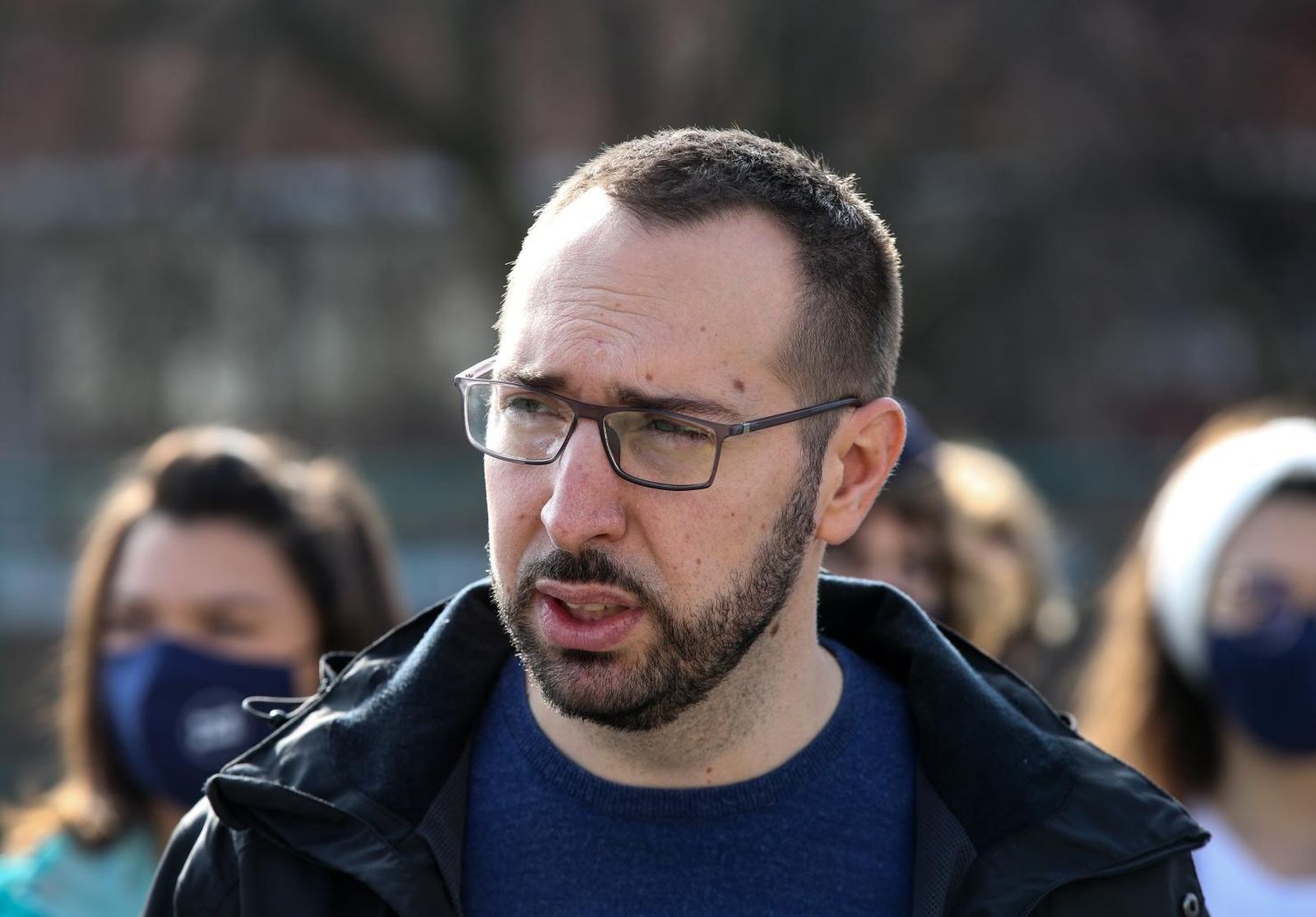 20.02.2021,Zagreb - Na konferenciji za novinare politicke platforme Zagreb je NAS!, kandidat za zagrebackog gradonacelnika Tomislav  Tomasevic govorio je  na temu neplanske gradnje te manjka drustvene infrastrukture na podrucju Gradske cetvrti Stenjevec 
Photo. Zeljko Hladika/PIXSELL