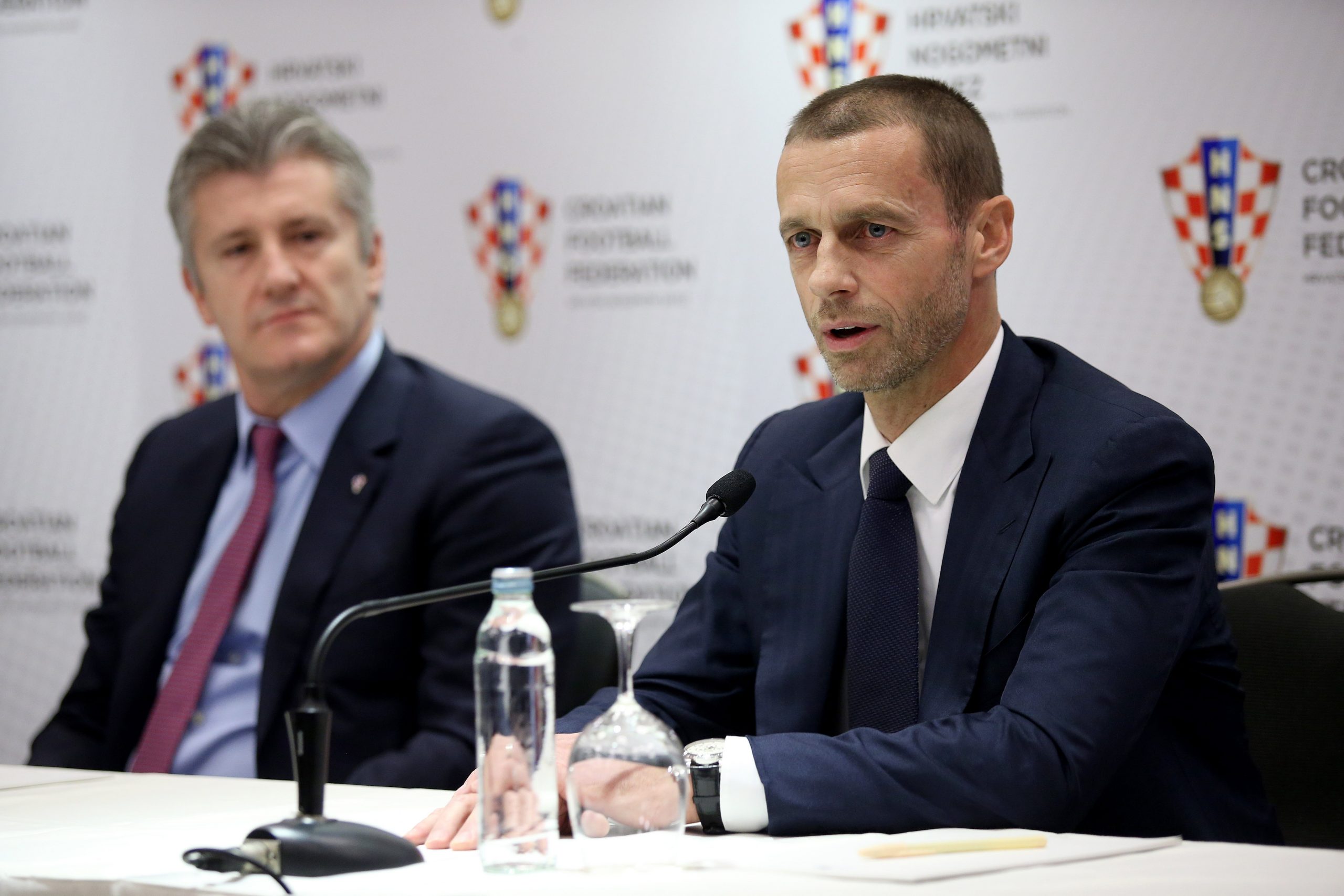 20.12.2016., Hotel DoubleTree by Hilton, Zagreb - 
Zajednicka konferencija za medije predsjednika UEFA-e Aleksandera Ceferina i predsjednika HNS-a Davora Sukera.
Photo: Igor Kralj/PIXSELL