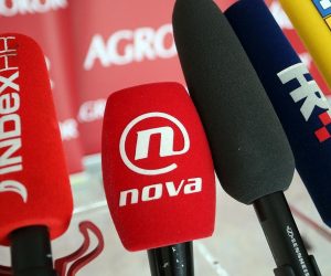 31.05.2018., Zagreb - Konferencija za medije, mikrofoni nacionalnih TV postaja. 
Photo: Goran Stanzl/PIXSELL