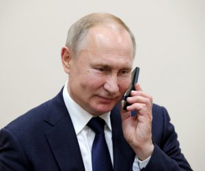 FILE PHOTO: Russian President Vladimir Putin talks on the phone in the settlement of Enem FILE PHOTO: Russian President Vladimir Putin talks on the phone in the settlement of Enem, Republic of Adygea, Russia December 23, 2019. Sputnik/Mikhail Klimentyev/Kremlin via REUTERS ATTENTION EDITORS - THIS IMAGE WAS PROVIDED BY A THIRD PARTY./File Photo Sputnik Photo Agency