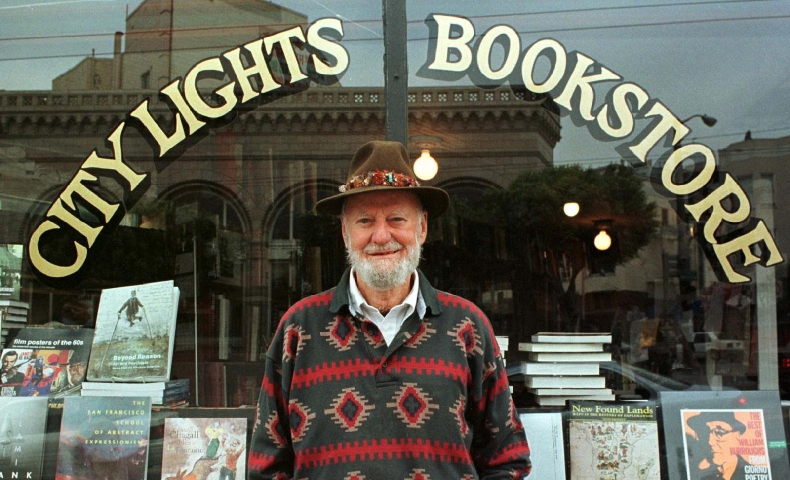 FILE PHOTO: Lawrence Ferlinghetti stands outside his bookstore in San Francisco FILE PHOTO: Lawrence Ferlinghetti stands outside his bookstore in San Francisco, California, U.S. August 18, 1998. Stringer/File Photo STRINGER