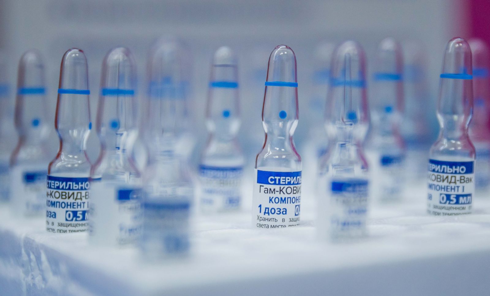 epa09030448 Doses of the Sputnik V vaccine against COVID-19 during a vaccination day to the medical staff of the Domingo Luciani Hospital, in Caracas, Venezuela, 22 February 2021. Venezuela began immunizing health personnel against COVID-19 on 18 February, after the arrival in the previous days of the first 100,000 doses of the Russian Sputnik V vaccine.  EPA/Miguel Gutierrez