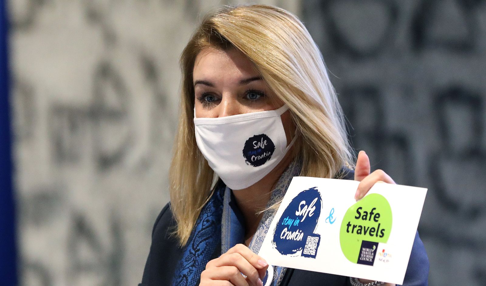 Zagreb, 25.02.2021. - U NSK je danas predstavljen projekt "Safe stay in Croatia". Na fotografiji ministrica turizma i sporta Nikolina Brnjac. foto HINA/ Lana SLIVAR DOMINIÆ/ lsd