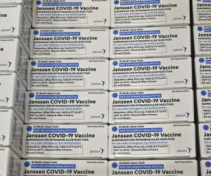 epa09045028 The first boxes of the Johnson and Johnson COVID vaccines at the McKesson Facility in Shepherdsville, Kentucky, USA, 01 March 2021. US Food and Drug Administration (FDA) on 27 February approved Johnson & Johnson single dose coronavirus vaccine, of which 3.9 doses will be distributed all over US.  EPA/TIMOTHY D. EASLEY / POOL