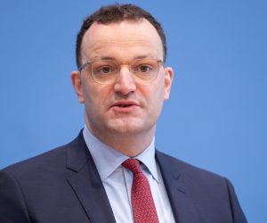 epa09053183 Jens Spahn, German Minister of Health, speaks at a press conferenceon the current situation in the Corona pandemic at the Federal Press Conference in Berlin, Germany, 05 March 5th, 2021.  EPA/Andreas Gora / POOL