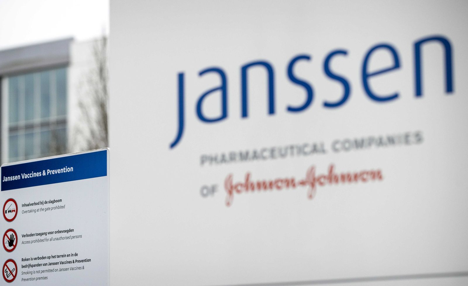 epa09065019 Exterior view of the pharmaceutical company Janssen in Leiden, The Netherlands, 10 March 2021. The European regulator, the European Medicines Agency (EMA), is expected to issue an decision soon on the vaccine against COVID-19 that has been developed by the Janssen pharmaceutical company. The Netherlands has ordered more than 11 million doses of the Leiden vaccine. The vaccine requires only one dose in order to immunise recipients against coronavirus.  EPA/SEM VAN DER WAL