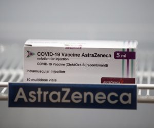 epa09069145 A box of vaccine against COVID-19 developed by AstraZeneca is displayed in storage inside a pharmaceutical refrigerator after the cancelation and postponement of the vaccinate event for the Prime Minister and cabinet ministers due to reports of side effect, at Bamrasnaradura Infectious Diseases Institute in Nonthaburi province, Thailand, 12 March 2021. Thai Prime Minister and his cabinet ministers abruptly postponed their vaccination against COVID-19 with AstraZeneca vaccine due to the reports on blood clots after inoculation.  EPA/RUNGROJ YONGRIT