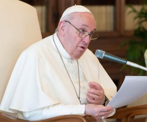 epa09079542 A handout picture provided by the Vatican broadcaster Vatican Media shows Pope Francis during his weekly general audience transmitted to faithful via television at Biblioteca del Palazzo Apostolico in Vatican City, 17 March 2021.  EPA/VATICAN MEDIA HANDOUT  HANDOUT EDITORIAL USE ONLY/NO SALES
