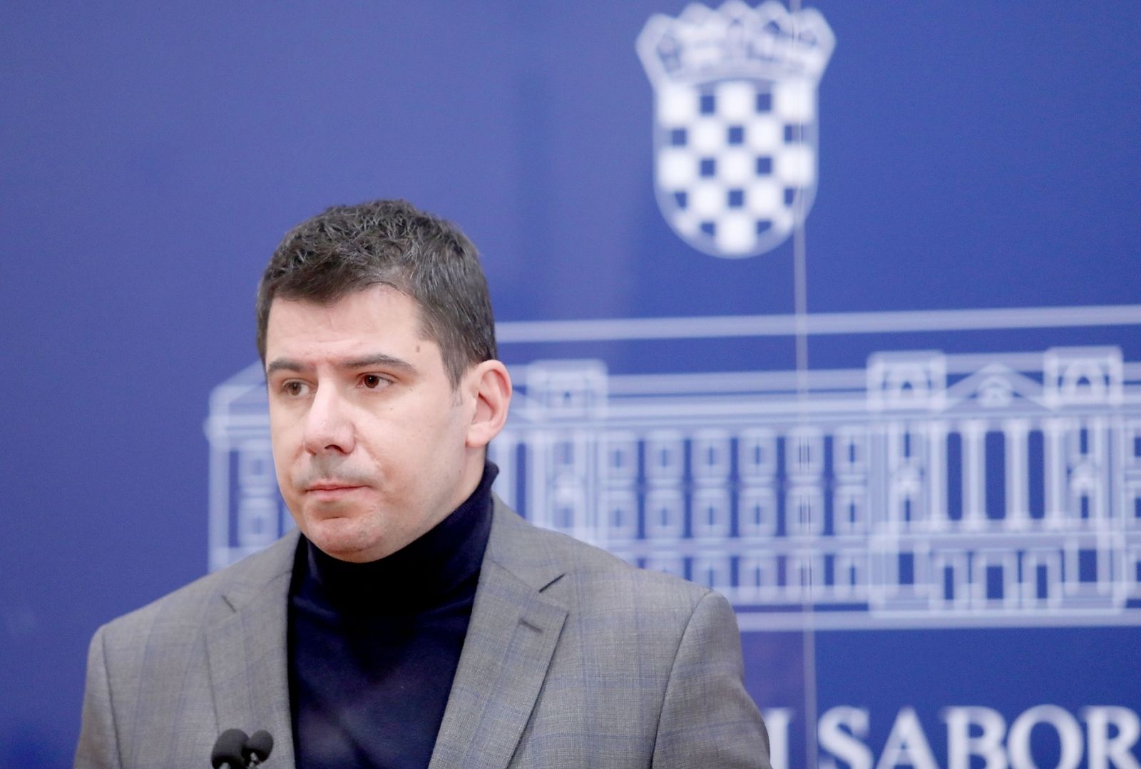 01.02.2021., Zagreb - U Saboru je odrzana konferencija za medije Kluba zastupnika Mosta o temi "Pocinjemo s prikupljanjem potpisa oporbe za ukidanje obvezne clanarine Hrvatskoj obrtnickoj komori". Nikola Grmoja. Photo: Patrik Macek/PIXSELL