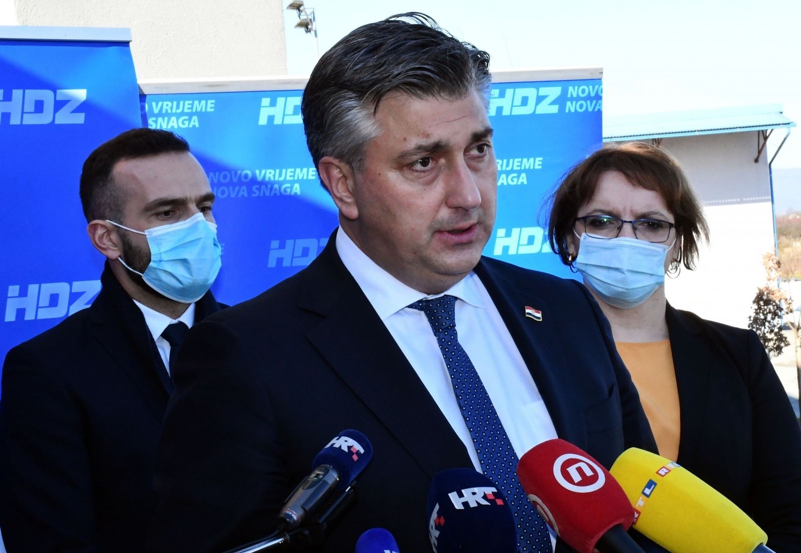 02.03.2021., Pleternica - Prosirena sjednica Predsjednistva Zupanijskog odbora HDZ-a Pozesko-slavonske zupanije. Predsjednik Vlade RH i HDZ-a Andrej Plenkovic Photo: Ivica Galovic/PIXSELL