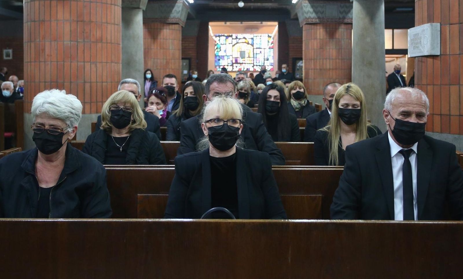 03.03.2021., Zagreb - U crkvi Majke Bozje Lurdske sluzena je misa zadusnica za preminulog gradonacelnika Milana Bandica.  Tonka Macan, Vesna Bandic.
Photo: Matija Habljak/PIXSELL