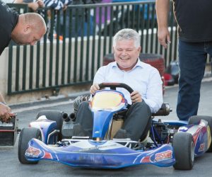 03.10.2013., Gospino polje, Dubrovnik - Danas je u Gospinu polju otvorena karting staza, otvaranju su nazocili i vozili karting gradonacelnik Andro Vlahusic, i dubrovacki borac Maro Perak. 
Photo: Grgo Jelavic/PIXSELL