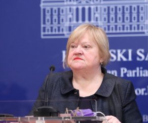 04.03.2021., Zagreb - Zastupnica Anke Mrak Taritas odrzala je u Saboru konferenciju za medije na kojoj je govorila o temi "Plan oporavka i otpornosti - jos uvijek nevidljiv".
Photo: Patrik Macek/PIXSELL