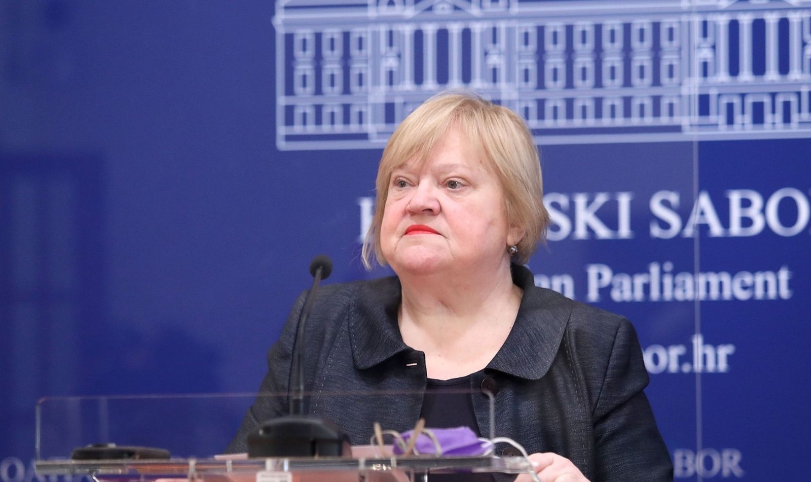 04.03.2021., Zagreb - Zastupnica Anke Mrak Taritas odrzala je u Saboru konferenciju za medije na kojoj je govorila o temi "Plan oporavka i otpornosti - jos uvijek nevidljiv".
Photo: Patrik Macek/PIXSELL