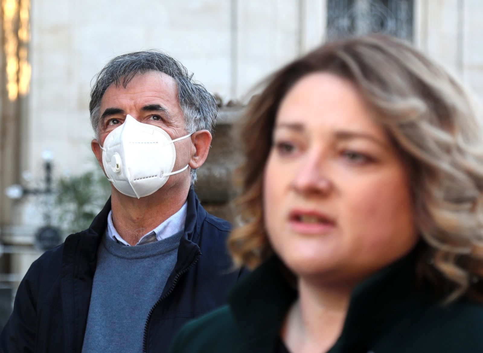 06.03.2021.,Sibenik-Milorad Pupovac,predsjednik SNV-a i Anja Simpraga,saborska zastupnica i Ognjen Vukmirovic,dozupan posjetili su u Sibeniku crkvu sv Spasa u koju je nocas provaljeno.
Photo: Dusko Jaramaz/PIXSELL