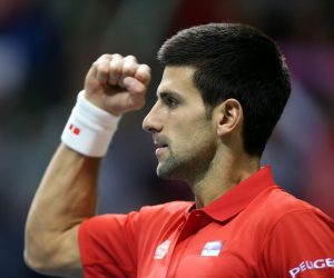 07.03.2015., Sportski centar Kraljevo, Kraljevo - Prvo kolo Svjetske skupine Davis Cup, Srbija - Hrvatska. Mec parova, Novak Djokovic, Nenad Zimonjic - Franko Skugor, Marin Draganja. Novak Djokovic. 
Photo: Slavko Midzor/PIXSELL