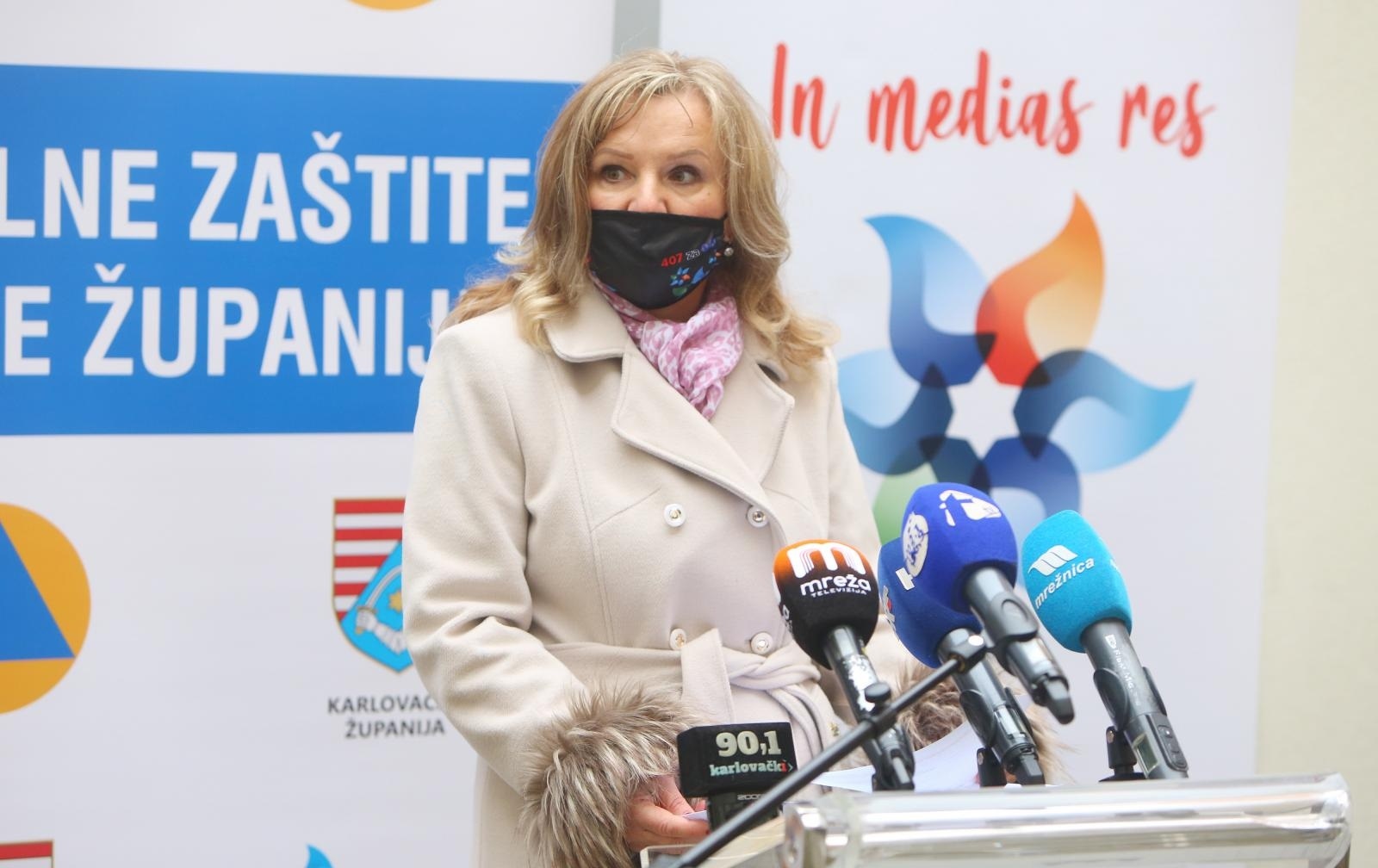 08.12.2020., Karlovac - Konferencija za medije Stozera Civilne zastite Karlovacke zupanije. O stanju sa koronavirusom govorili dr. Jelica Magdic iz Zavoda za Javno zdravstvo, ravnatelj opce bolnice Karlovac Niksa Antica i nacelnica stozera Vesna Hajsan Dolinar i dr. Tatjana Tot. 
Photo: Kristina Stedul Fabac/PIXSELL