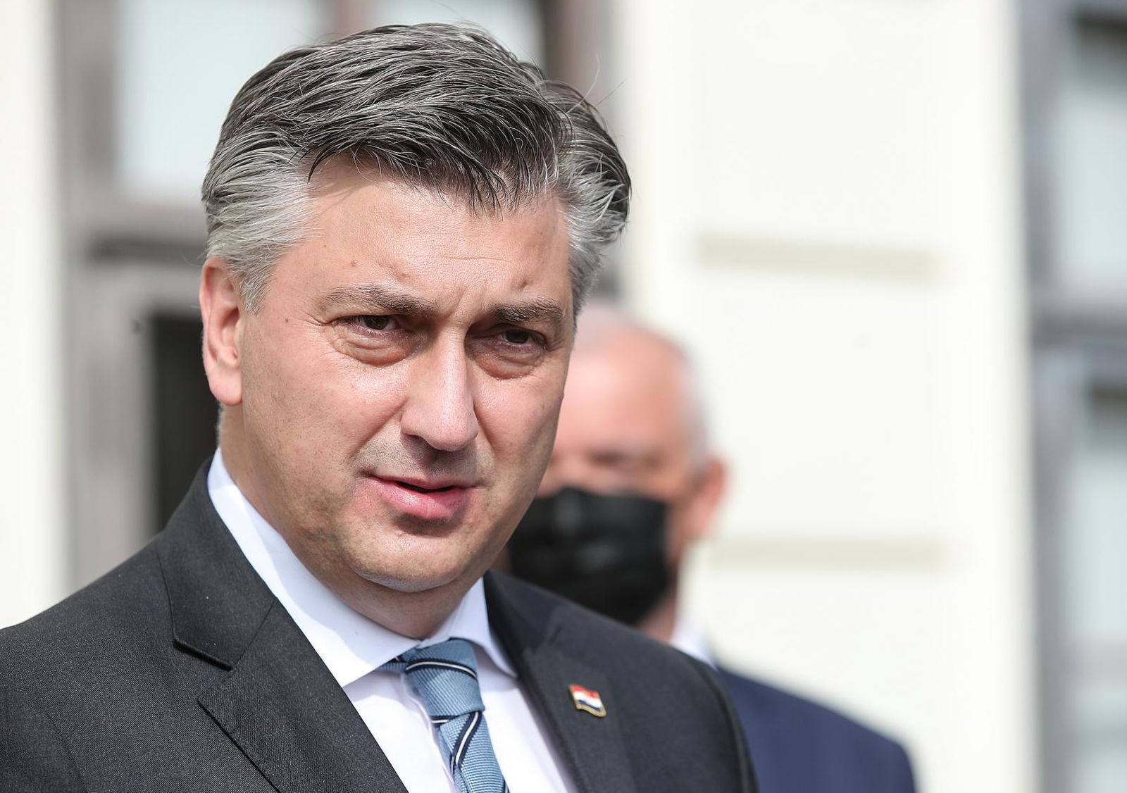 9.3.2021., Ivanic-Grad - Predsjednik Vlade Andrej Plenkovic sastao se s gradonacelnikom Grada Ivanic-Grada , Javorom Bojanom Lesom i zupanom Zagrebacke zupanije Stjepanom Kozicem, u zgradi Gradske uprave. 
Photo: Goran Stanzl/PIXSELL