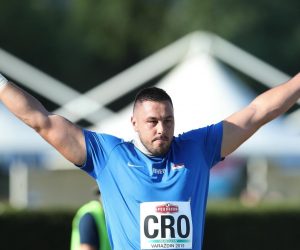 10.08.2019., Varazdin - stadion Sloboda. Ekipno prvenstvo Europe u atletici - druga liga. Mihaljevic Filip. Bacanje kugle. Photo: Sanjin Strukic/PIXSELL
