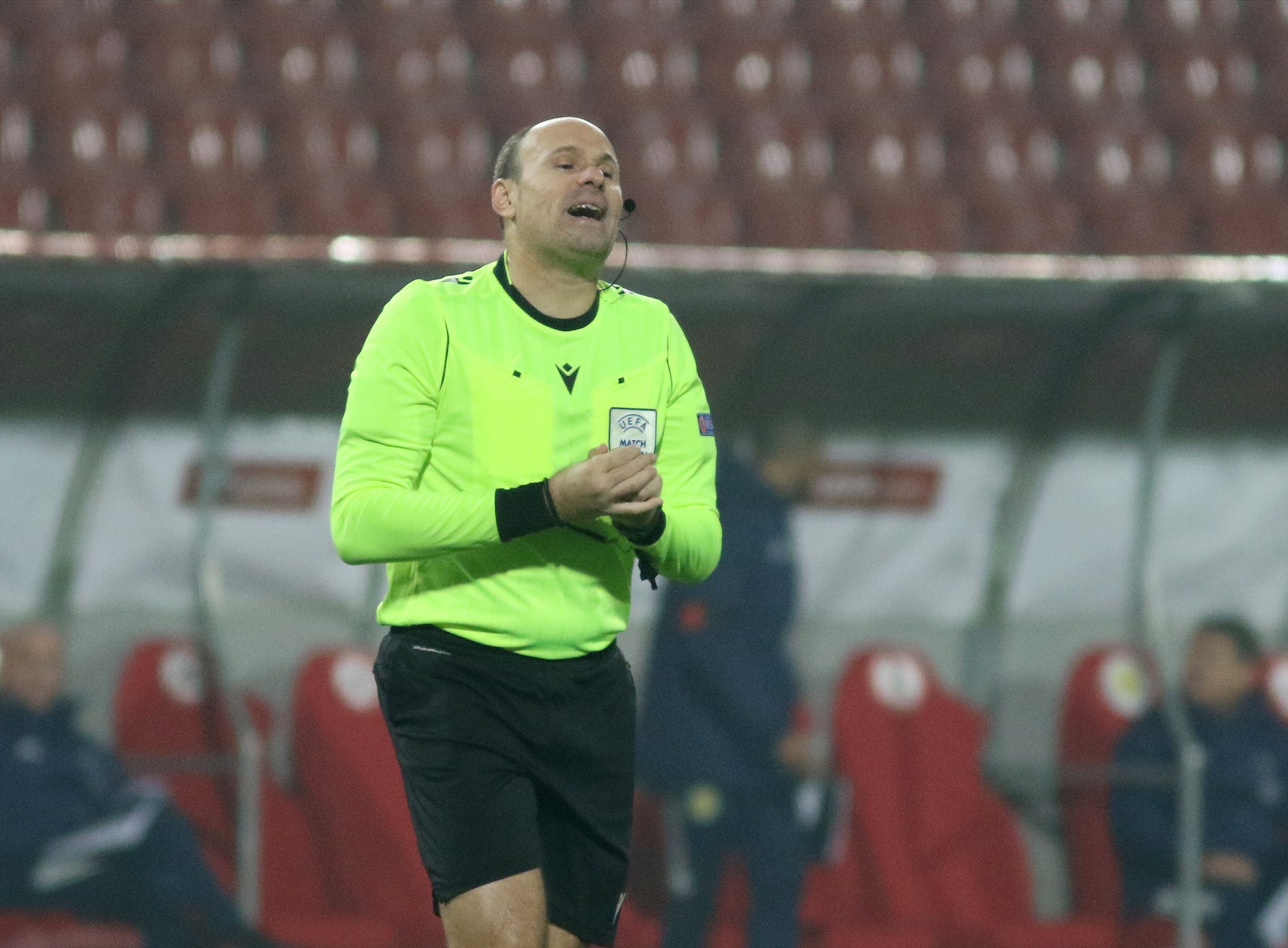 12, November, 2020, Belgrade - Final of the play-off of the C division of the League of Nations for placement at UEFA EURO 2020 between Serbia and Scotland at the Rajko Mitic Stadium. Antonio Mateu Lahoz. Photo: Antonio Ahel/ATAImages

12, novembar, 2020, Beograd  - Finale plej-ofa C divizije Lige nacija  za plasman na UEFA EURO 2020  izmedju Srbije i Skotske na stadionu Rajko Mitic. Photo: Antonio Ahel/ATAImages