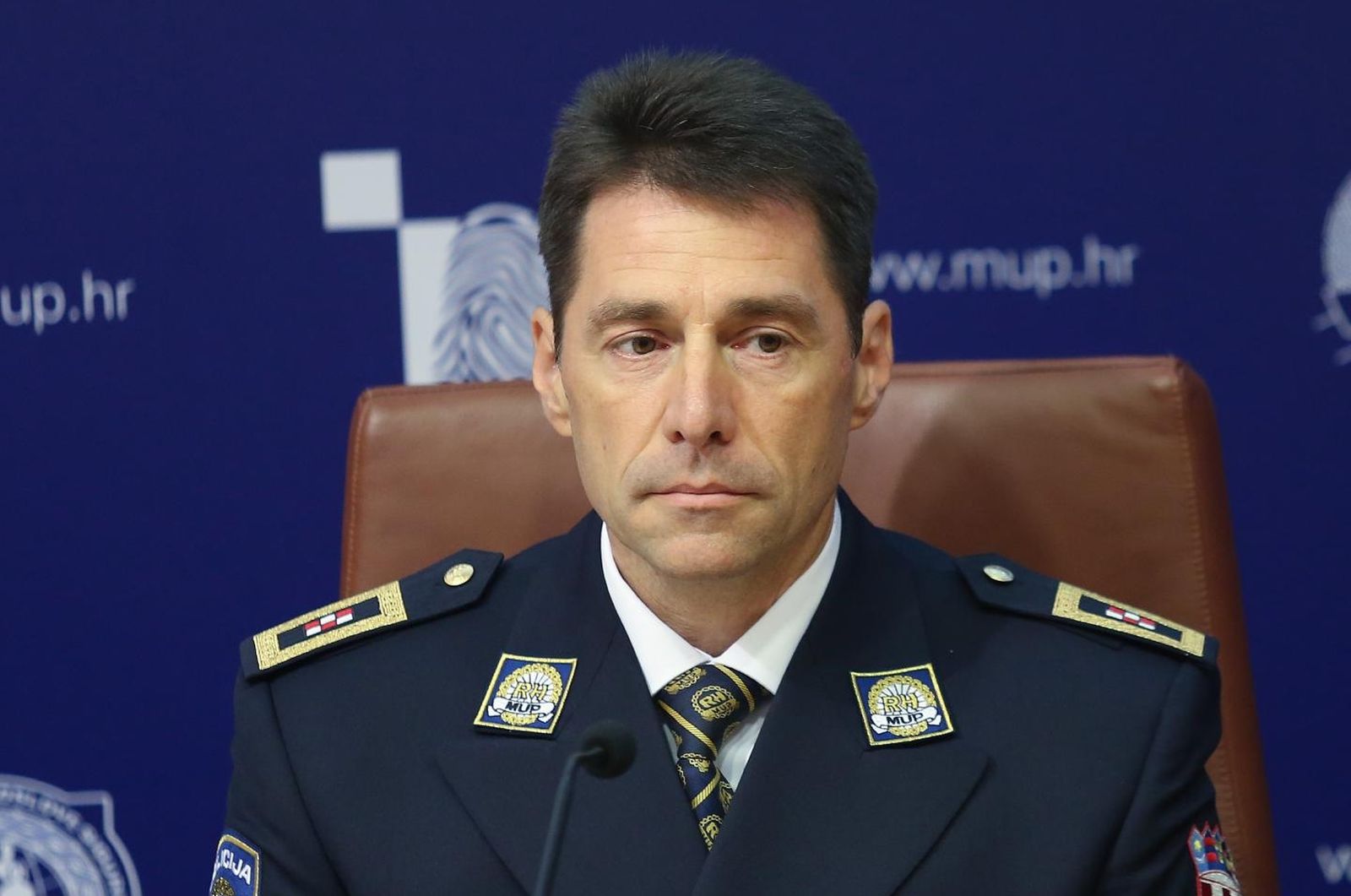 14.08.2019., Zagreb - U Amfiteatru Ravnateljstva policije odrzana konferencija za medije povodom zavrsetka sudjelovanja kineskih policijskih sluzbenika u projektu "Sigurna turisticka sezona 2019.". Zamjenik glavnog ravnatelja policije Josip Celic. 
Photo: Marko Prpic/PIXSELL