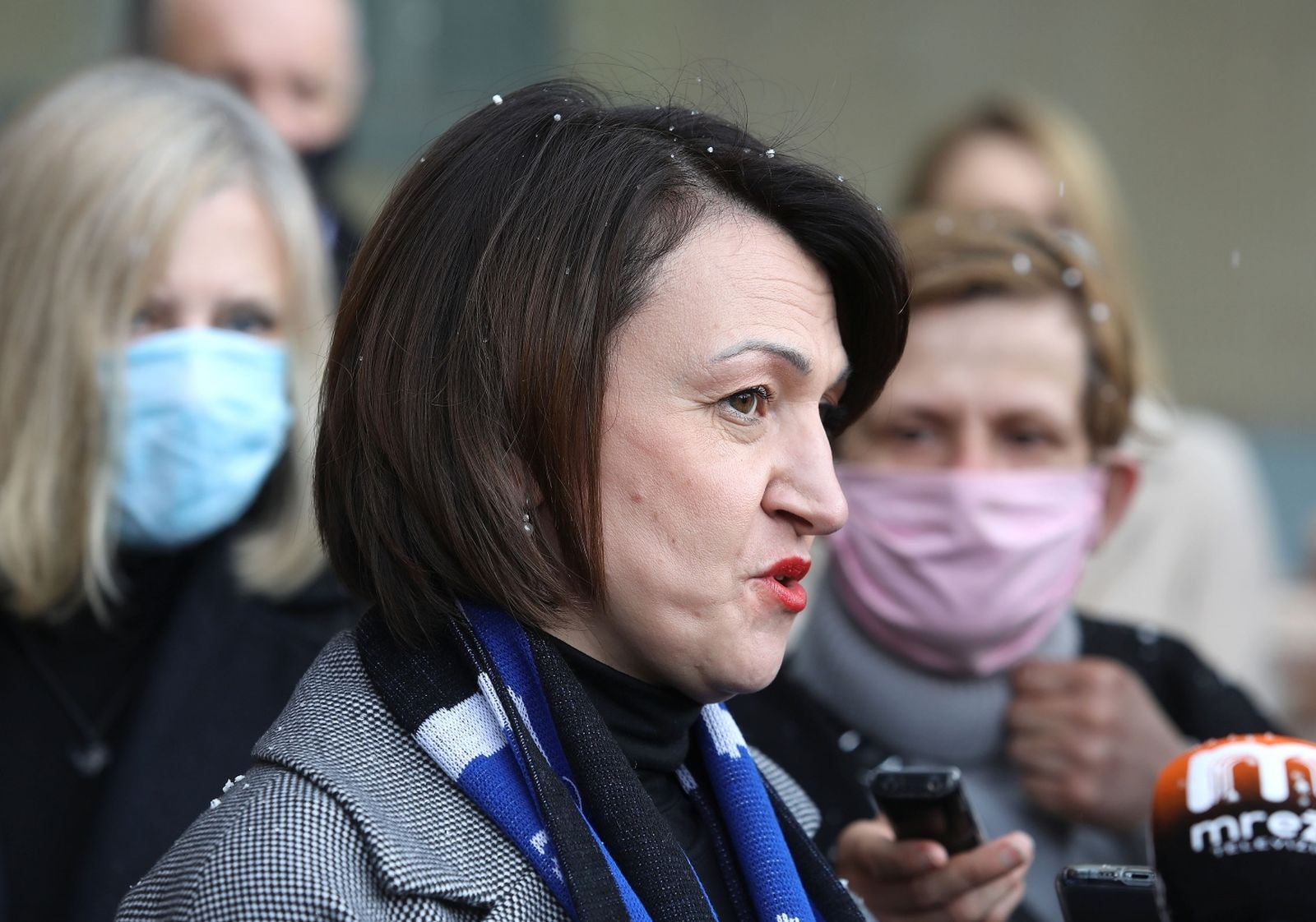 19.03.2021., Zagreb - Obnasateljica duznosti gradonacelnika Zagreba Jelena Pavicic Vukicevic nazocila je pocetku radova na II. fazi obnove Osnovne skole Miroslava Krleze. Zgrada je ostecena u potresu 22. ožujka prosle godine. Drugom fazom obnove predvidjeni su radovi na sanaciji, statickom ojacanju objekta i podizanju na razinu III seizmicke otpornosti.
Photo: Patrik Macek/PIXSELL