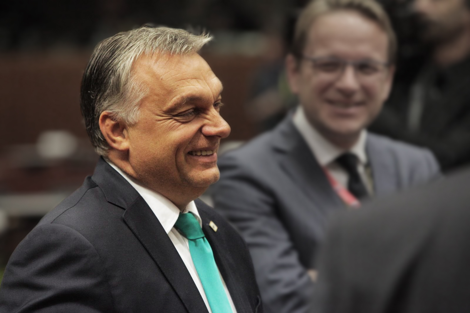 20.10.2017., Bruxselles - Madjarski premijer Viktor Orban gestikulira u razgovoru s kolegama na pocetku drugog dana sastanka Europskog vijeca u Bruxellesu. 
Photo: Tomislav Krasnec/PIXSELL