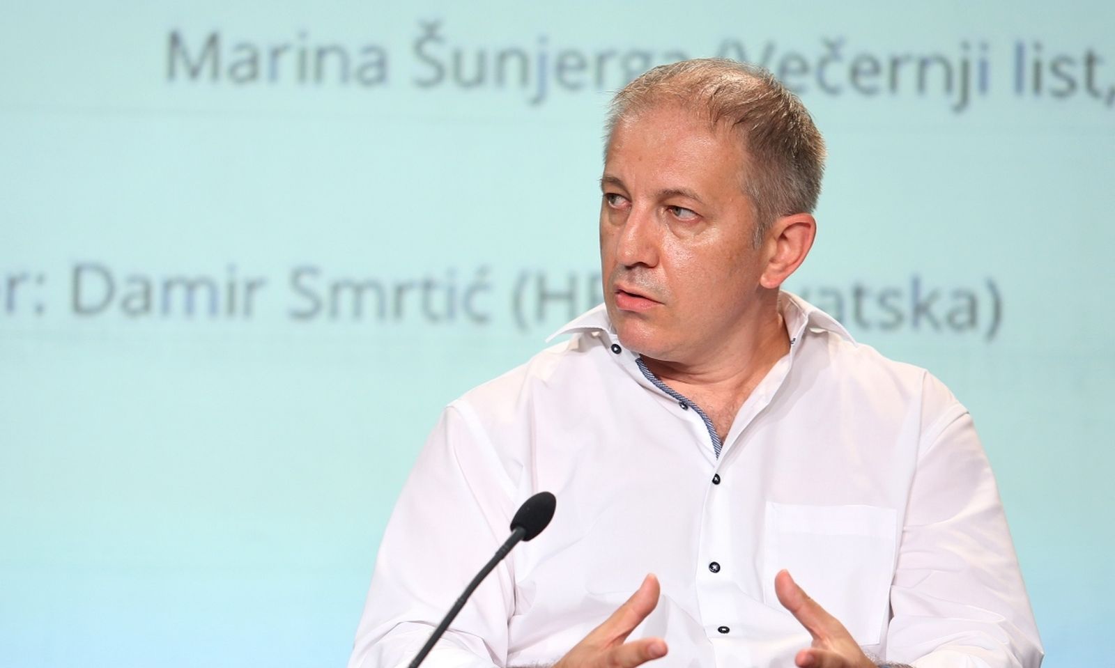 Rovinj: WMF, Jesu li mediji pomogli ili odmogli rješavanju slucaja Agrokor? 22.09.2018., Rovinj - 11. Weekend Media Festival. Panel diskusija Jsu li mediji pomogli ili odmogli rjesavanju slucaja agrokor? Berislav Jelinic.
Photo: Borna Filic/PIXSELL