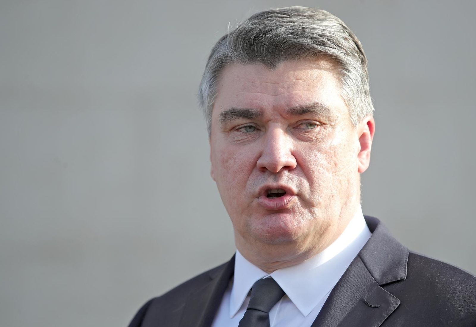 25.02.2021., Zagreb - Predsjednik Zoran Milanovic obratio se medijima nakon sto je obisao izlozbu "Hrvatska svijetu". Photo: Sanjin Strukic/PIXSELL