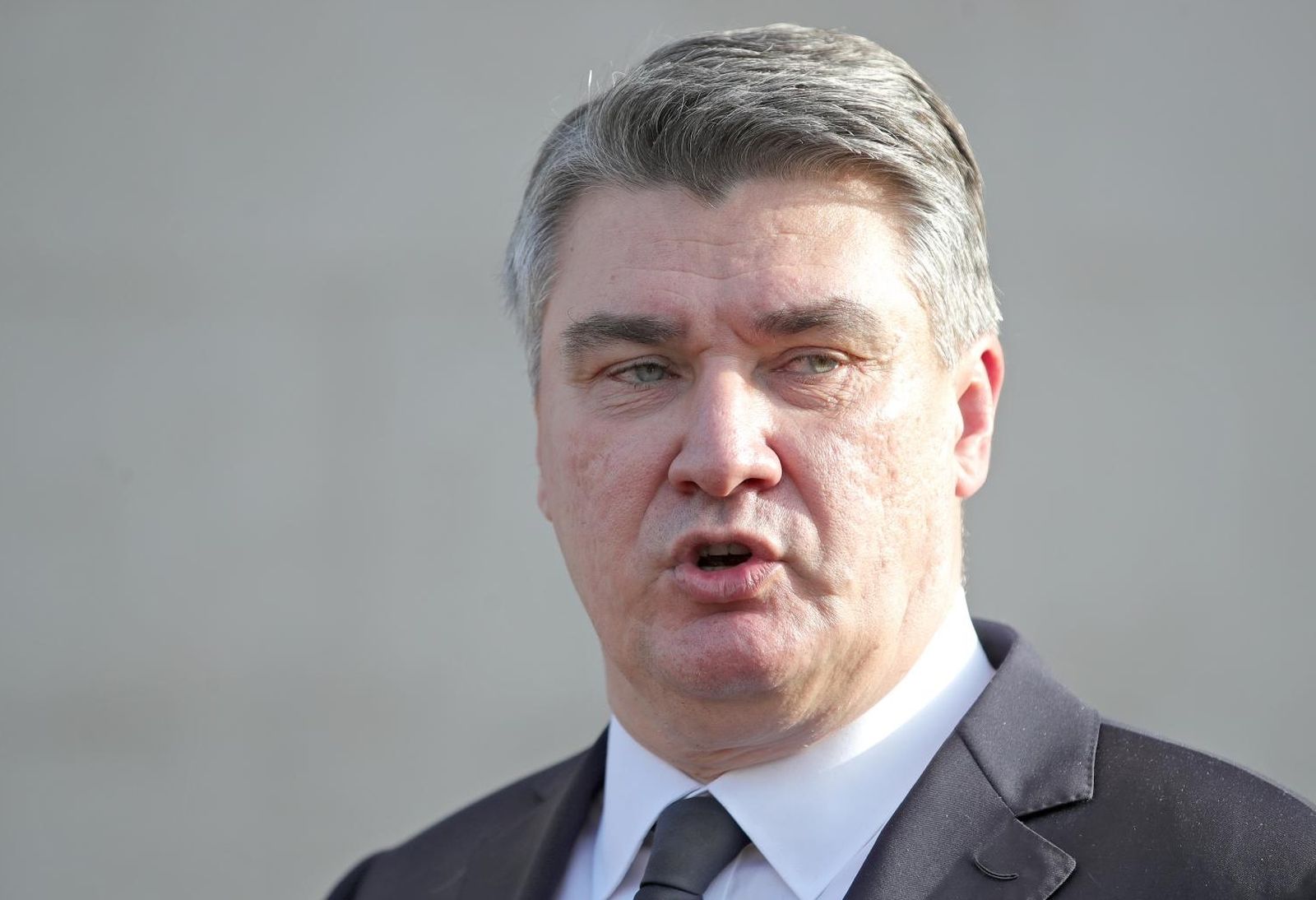 25.02.2021., Zagreb - Predsjednik Zoran Milanovic obratio se medijima nakon sto je obisao izlozbu "Hrvatska svijetu". Photo: Sanjin Strukic/PIXSELL