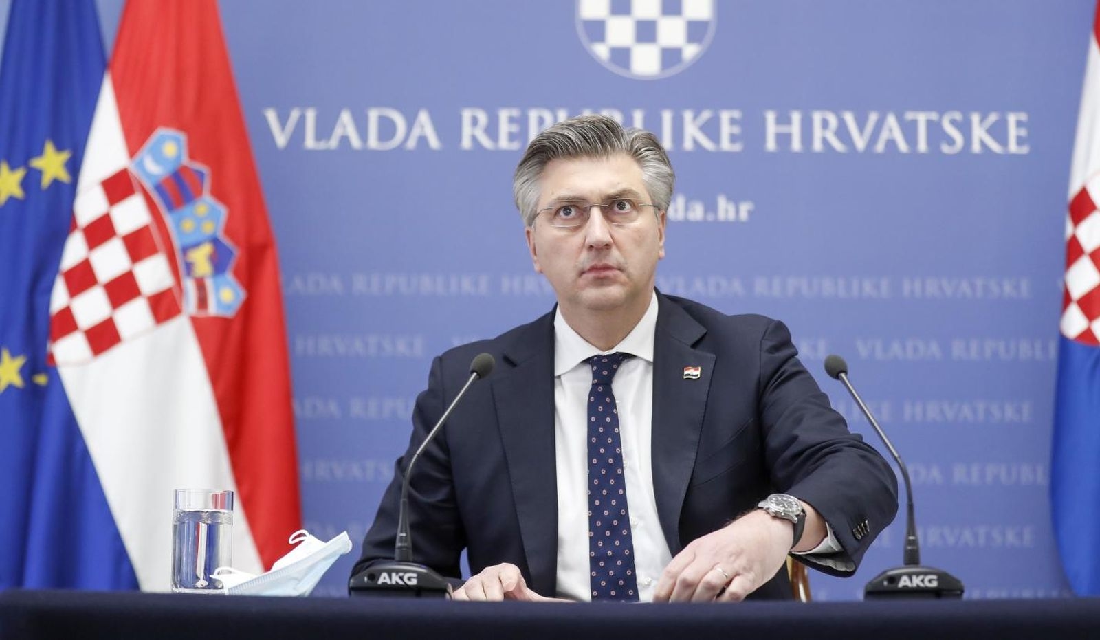 26.02.2021., Zagreb - U Banskim dvorima odrzana je konferencija za medija predsjednika Vlade RH Andreja Plenkovica.  Photo: Slavko Midzor/PIXSELL