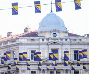 26.02.2021.,Sarajevo, Bosna i Hercegovina - Povodom Dana nezavisnosti Bosne i Hercegovine centar grada ukrasen zastavama.
Photo: Armin Durgut/PIXSELL