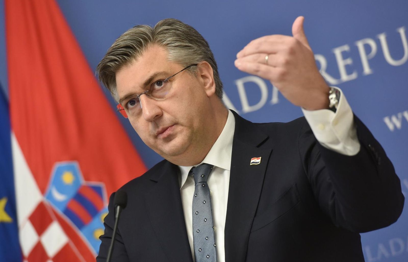 26.03.2021., Zagreb - Predsjednik Vlade Republike Hrvatske Andrej Plenkovic odrzao je redovitu konferenciju za medije nakon Europckog vijeca. Photo: Davorin Visnjic/PIXSELL