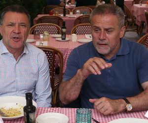 27.06.2015., Zagreb - Izvrsni predsjednik GNK Dinamo Zdravko Mamic i zagrebacki gradonacelnik Milan Bandic rucali su u Restoran Carpaccio u drustvu prijatelja, glavnog urednika Vecernjeg lista BiH Joze Pavkovica, direktora i vlasnika hotela Sheraton, Westin i Intercontinental Andjelka Leke, Ivice Lovrica te jos par odabranih prijatelja i partnera. 
Photo: Goran Stanzl/PIXSELL