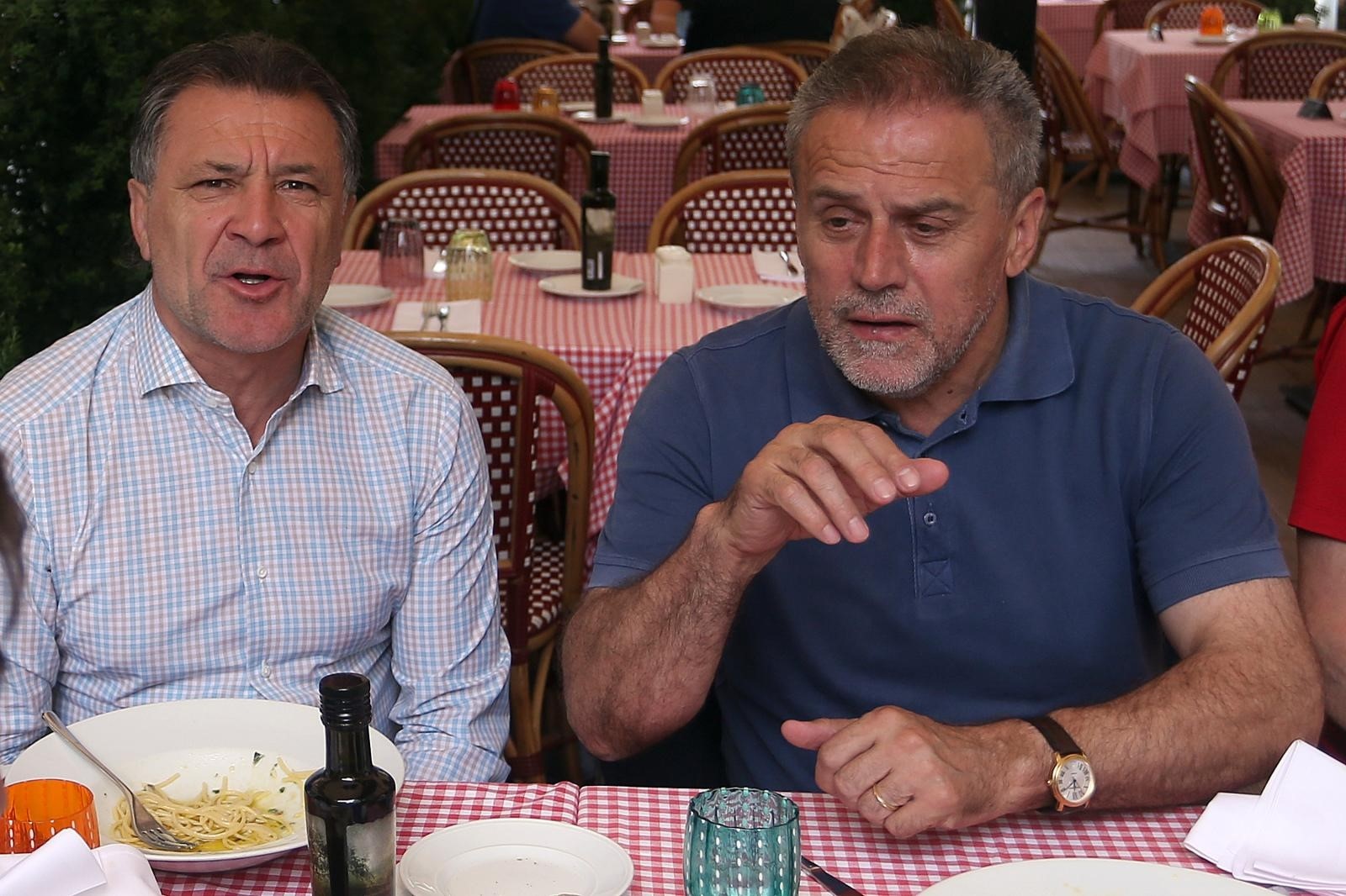 27.06.2015., Zagreb - Izvrsni predsjednik GNK Dinamo Zdravko Mamic i zagrebacki gradonacelnik Milan Bandic rucali su u Restoran Carpaccio u drustvu prijatelja, glavnog urednika Vecernjeg lista BiH Joze Pavkovica, direktora i vlasnika hotela Sheraton, Westin i Intercontinental Andjelka Leke, Ivice Lovrica te jos par odabranih prijatelja i partnera. 
Photo: Goran Stanzl/PIXSELL