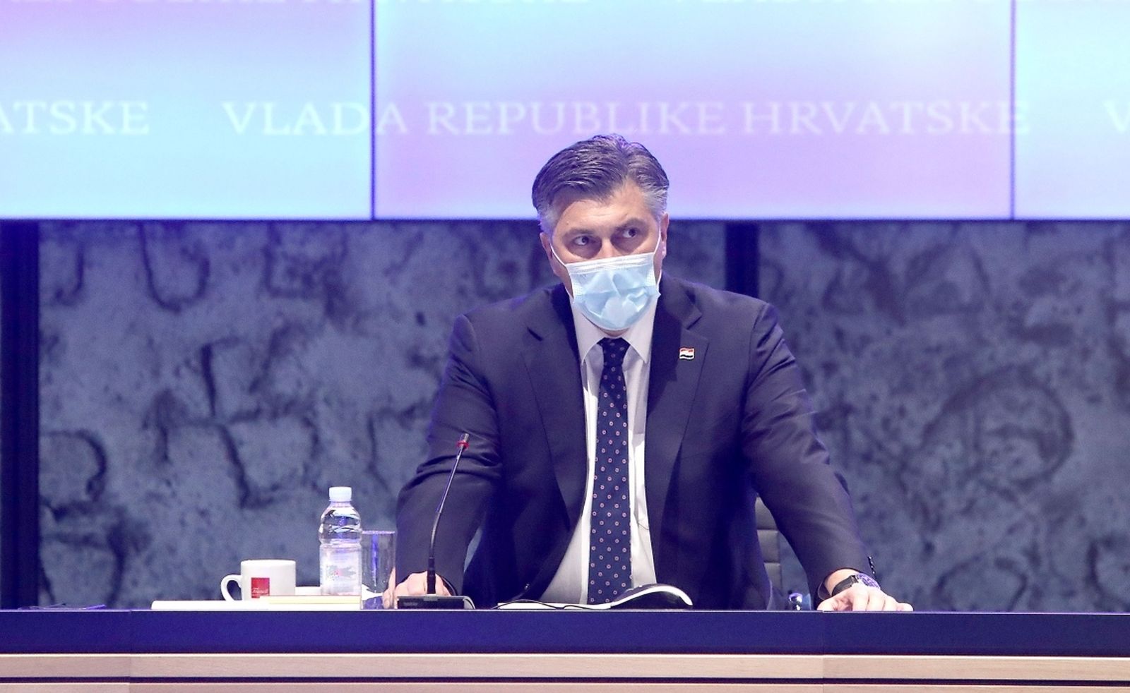 29.03.2021., Zagreb - Predsjednik Vlade Andrej Plenkovic sudjelovao je na sjednici Gospodarsko socijalnog vijeca posvecenoj Nacionalnom planu oporavka i otpornosti. 
Photo: Patrik Macek/PIXSELL
