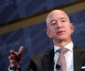 FILE PHOTO: Special Report AMAZON-INDIA/OPERATION FILE PHOTO: Jeff Bezos, president and CEO of Amazon and owner of The Washington Post, speaks at the Economic Club of Washington DC's "Milestone Celebration Dinner" in Washington, U.S., September 13, 2018.      REUTERS/Joshua Roberts/File Photo    To match Special Report AMAZON-INDIA/OPERATION Joshua Roberts