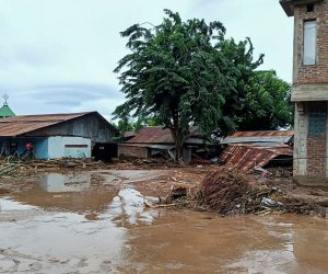epa09116323 A handout photo made available by East Adonara Police station shows a general view of the aftermath of a flash flood in Adonara, East Flores, Indonesia, 04 April 2021 (issued 05 April 2021). According to the Indonesian National Board for Disaster Management (BNPB), more than 50 people were killed and some others missing after flash floods in several areas in East Nusa Tenggara province.  EPA/EAST ADONARA POLICE STATION / HA  HANDOUT EDITORIAL USE ONLY/NO SALES