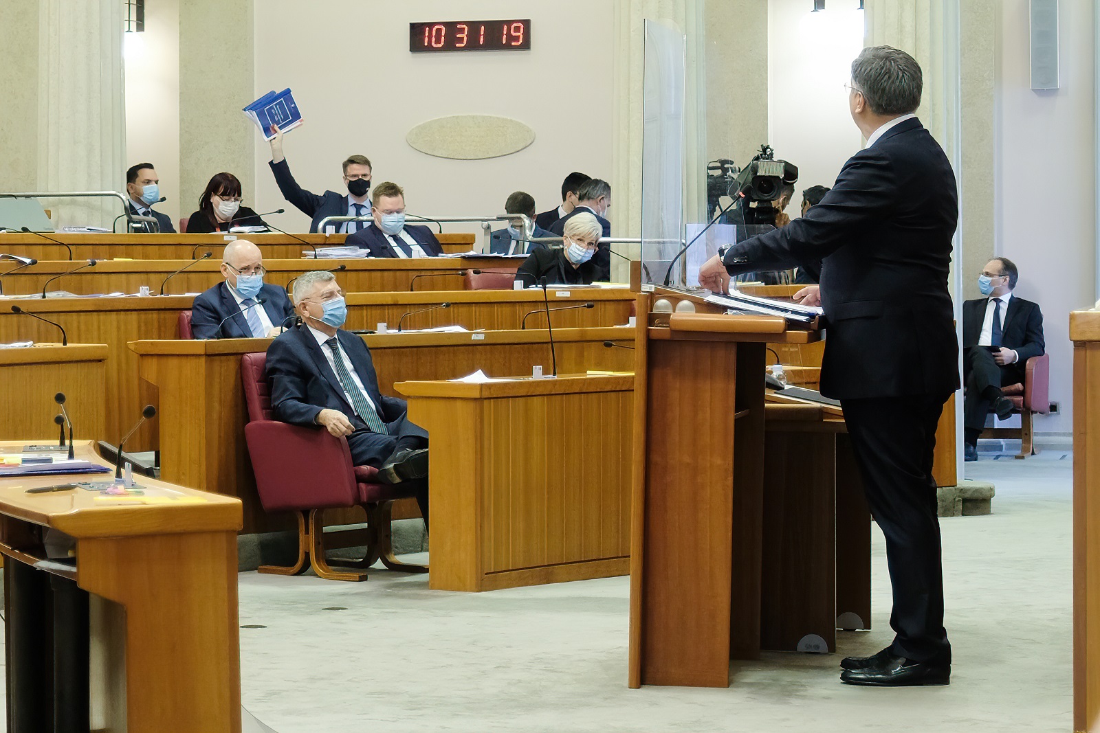 Zagreb, 14.04.2021 - U Saboru predstavljen Nacionalni plan oporavka i otpornosti 2021. - 2026.
Na fotografiji Andrej Plenković.
foto HINA/ Edvard ŠUŠAK/ es